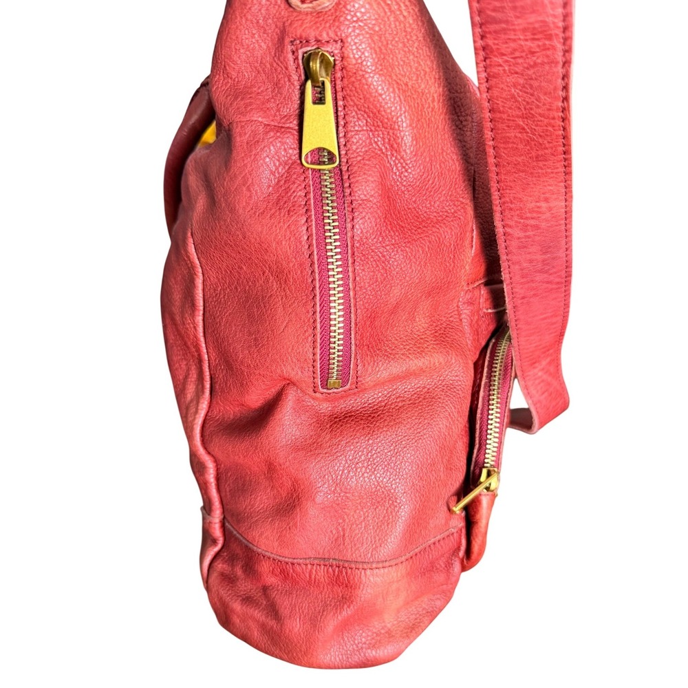 Liebeskind Berlin Anny Fire Red Leather Multi Pocket Satchel Crossbody Bag y2k - Picture 8 of 16